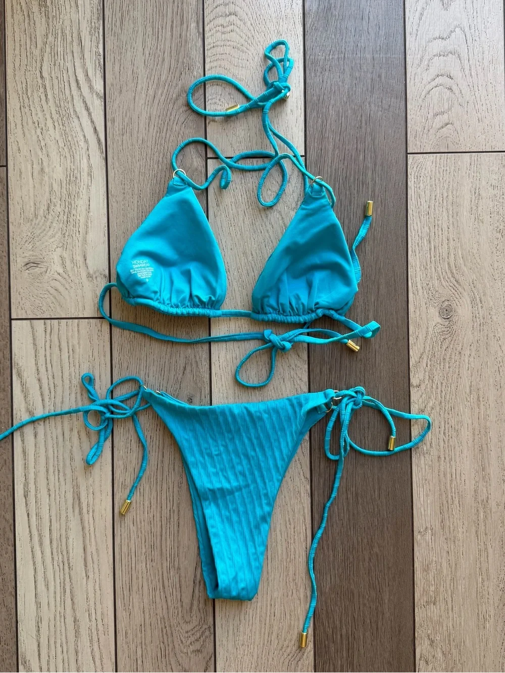 Monday Swimwear Women's Turquoise String Bikini Set - P(XS)